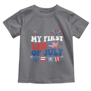 Newborn My First 4th of July Toddler T Shirt Groovy Baby Infant Neutral Outfits Stars Stripe TS10 Charcoal Print Your Wear