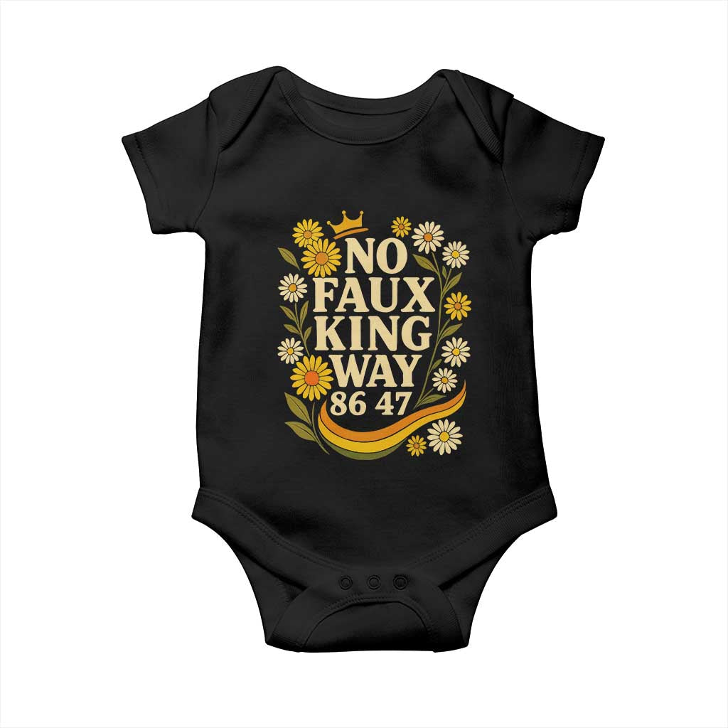 No Faux King Way 8647 Baby Onesie Subtle Resist 70s Retro Floral TS02 Black Print Your Wear