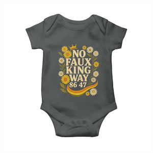 No Faux King Way 8647 Baby Onesie Subtle Resist 70s Retro Floral TS02 Dark Heather Print Your Wear