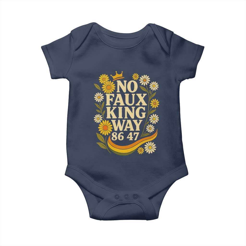 No Faux King Way 8647 Baby Onesie Subtle Resist 70s Retro Floral TS02 Navy Print Your Wear