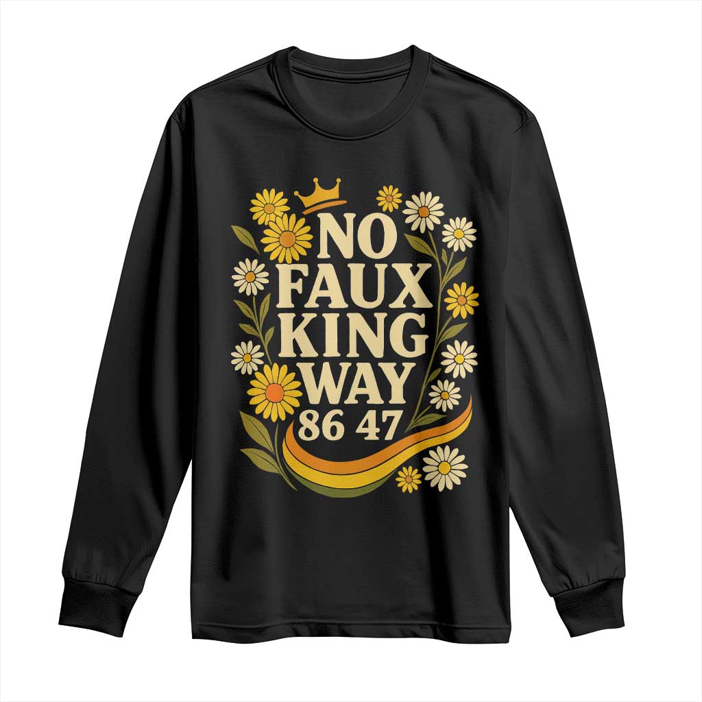 No Faux King Way 8647 Long Sleeve Shirt Subtle Resist 70s Retro Floral TS02 Black Print Your Wear
