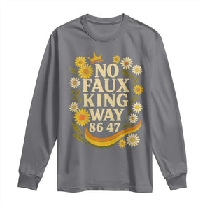 No Faux King Way 8647 Long Sleeve Shirt Subtle Resist 70s Retro Floral TS02 Charcoal Print Your Wear