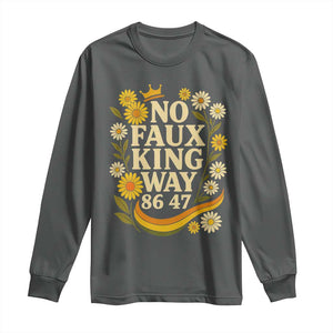 No Faux King Way 8647 Long Sleeve Shirt Subtle Resist 70s Retro Floral TS02 Dark Heather Print Your Wear