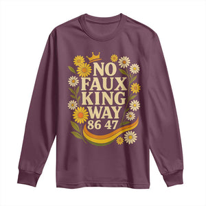 No Faux King Way 8647 Long Sleeve Shirt Subtle Resist 70s Retro Floral TS02 Maroon Print Your Wear
