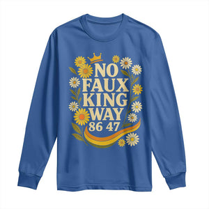 No Faux King Way 8647 Long Sleeve Shirt Subtle Resist 70s Retro Floral TS02 Royal Blue Print Your Wear