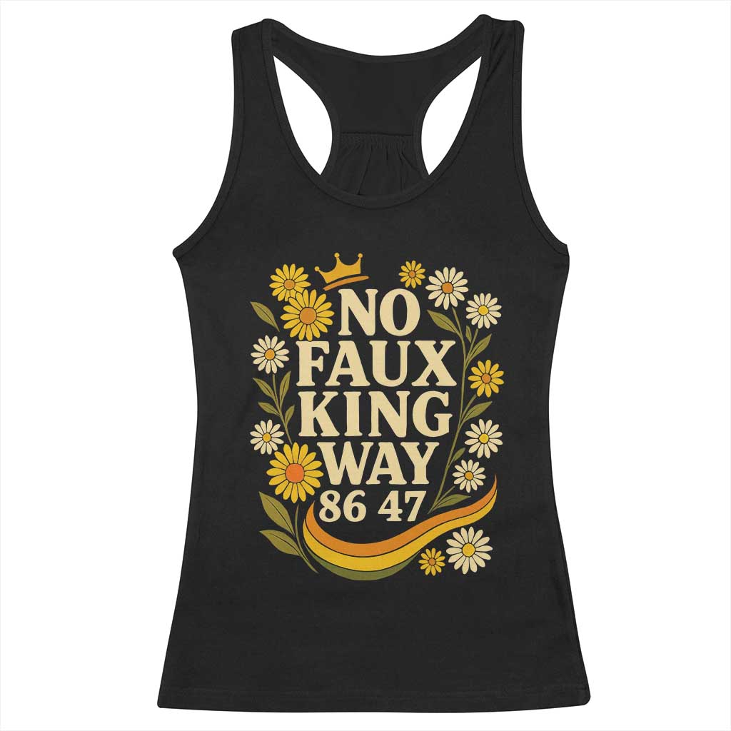 No Faux King Way 8647 Racerback Tank Top Subtle Resist 70s Retro Floral TS02 Black Print Your Wear