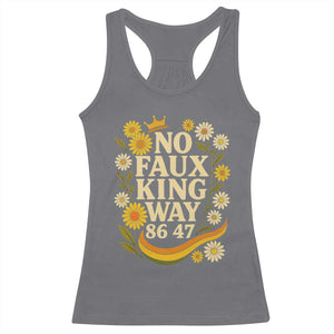 No Faux King Way 8647 Racerback Tank Top Subtle Resist 70s Retro Floral TS02 Charcoal Print Your Wear