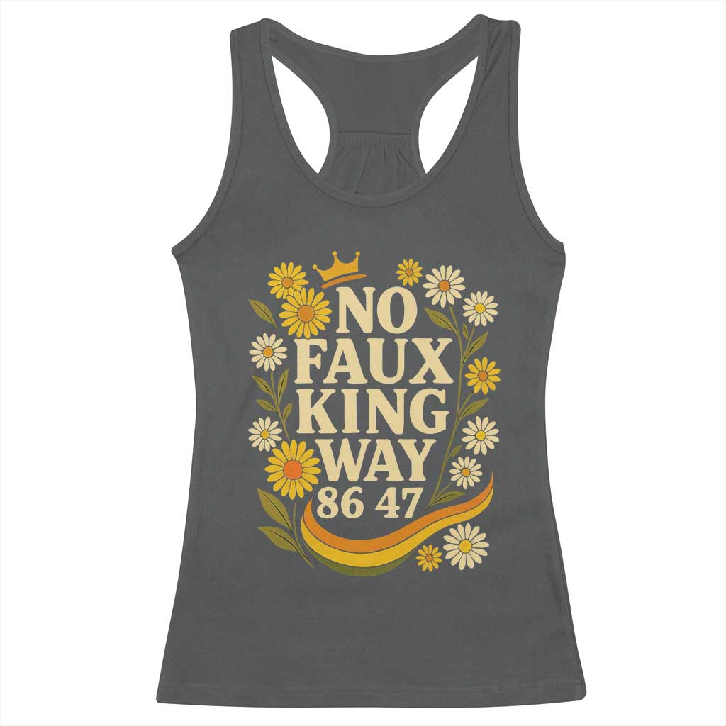 No Faux King Way 8647 Racerback Tank Top Subtle Resist 70s Retro Floral TS02 Dark Heather Print Your Wear