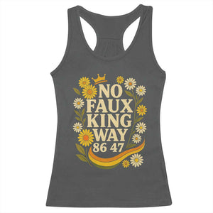 No Faux King Way 8647 Racerback Tank Top Subtle Resist 70s Retro Floral TS02 Dark Heather Print Your Wear