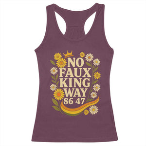 No Faux King Way 8647 Racerback Tank Top Subtle Resist 70s Retro Floral TS02 Maroon Print Your Wear