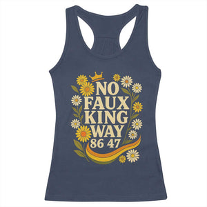 No Faux King Way 8647 Racerback Tank Top Subtle Resist 70s Retro Floral TS02 Navy Print Your Wear