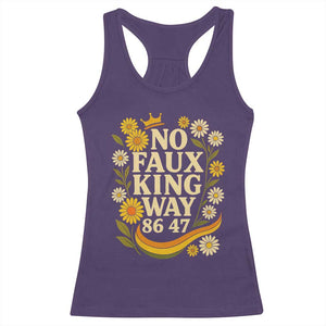 No Faux King Way 8647 Racerback Tank Top Subtle Resist 70s Retro Floral TS02 Purple Print Your Wear