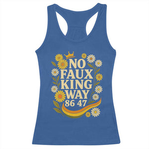 No Faux King Way 8647 Racerback Tank Top Subtle Resist 70s Retro Floral TS02 Royal Blue Print Your Wear