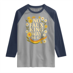 No Faux King Way 8647 Raglan Shirt Subtle Resist 70s Retro Floral TS02 Sport Gray Navy Print Your Wear