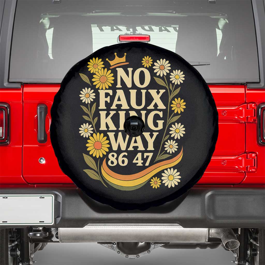 No Faux King Way 8647 Spare Tire Cover Subtle Resist 70s Retro Floral TS02 Black Print Your Wear