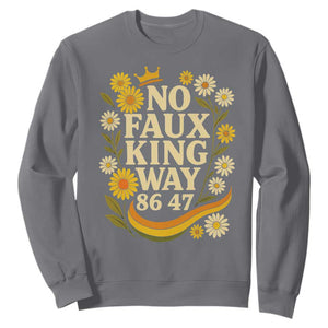 No Faux King Way 8647 Sweatshirt Subtle Resist 70s Retro Floral TS02 Charcoal Print Your Wear