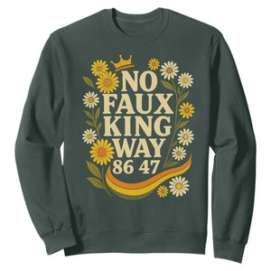 No Faux King Way 8647 Sweatshirt Subtle Resist 70s Retro Floral TS02 Dark Forest Green Print Your Wear