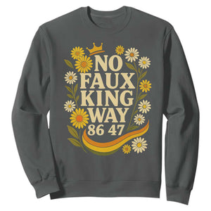 No Faux King Way 8647 Sweatshirt Subtle Resist 70s Retro Floral TS02 Dark Heather Print Your Wear