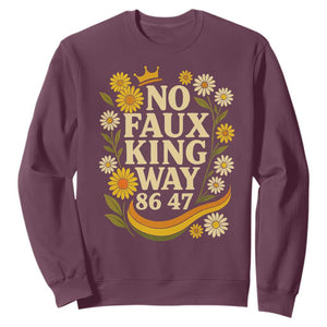 No Faux King Way 8647 Sweatshirt Subtle Resist 70s Retro Floral TS02 Maroon Print Your Wear