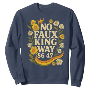 No Faux King Way 8647 Sweatshirt Subtle Resist 70s Retro Floral TS02 Navy Print Your Wear