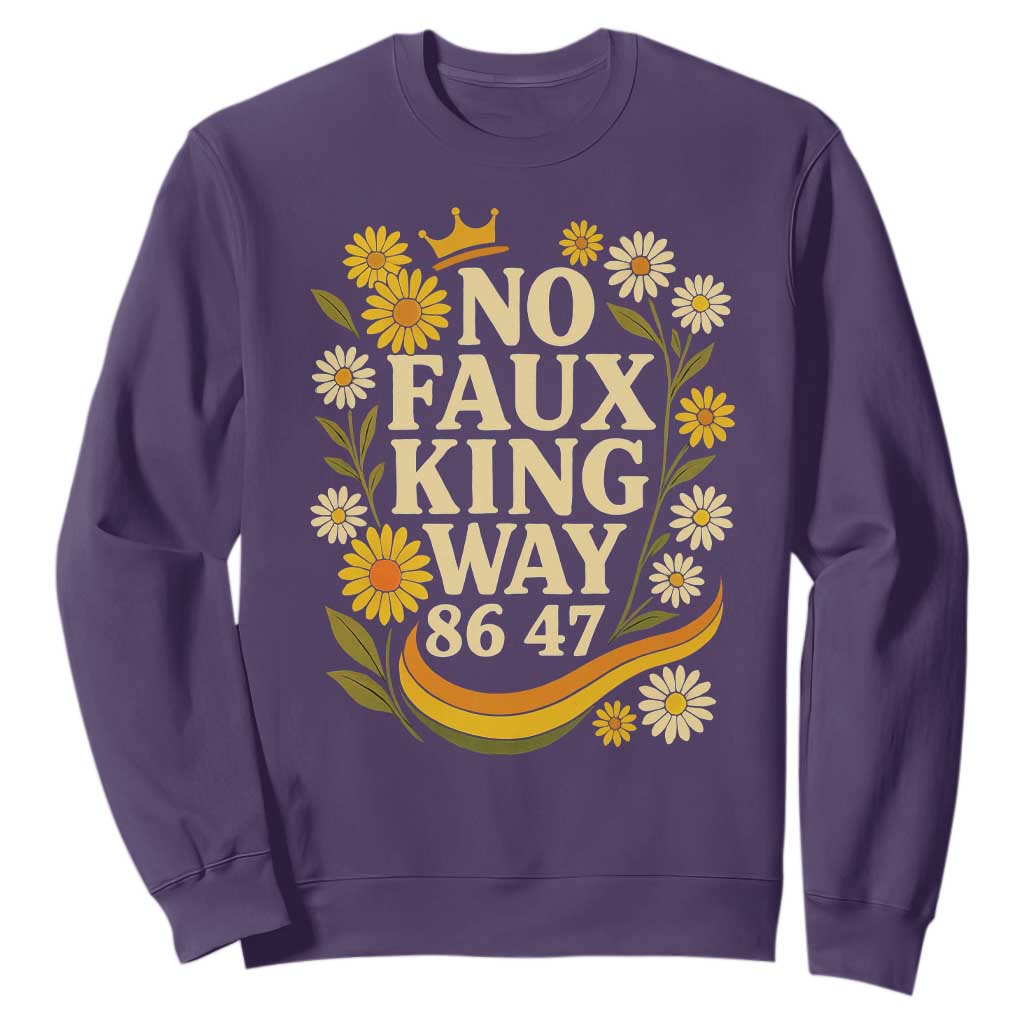 No Faux King Way 8647 Sweatshirt Subtle Resist 70s Retro Floral TS02 Purple Print Your Wear
