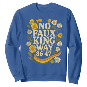 No Faux King Way 8647 Sweatshirt Subtle Resist 70s Retro Floral TS02 Royal Blue Print Your Wear