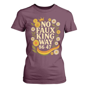 No Faux King Way 8647 T Shirt For Women Subtle Resist 70s Retro Floral TS02 Maroon Print Your Wear