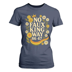 No Faux King Way 8647 T Shirt For Women Subtle Resist 70s Retro Floral TS02 Navy Print Your Wear