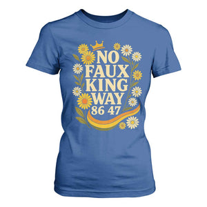 No Faux King Way 8647 T Shirt For Women Subtle Resist 70s Retro Floral TS02 Royal Blue Print Your Wear
