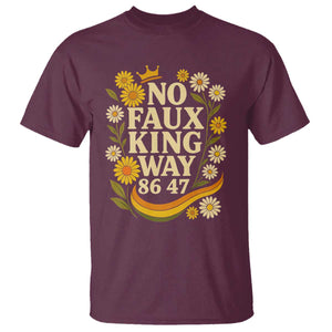 No Faux King Way 8647 T Shirt Subtle Resist 70s Retro Floral TS02 Maroon Print Your Wear