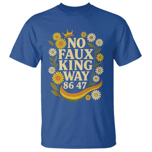 No Faux King Way 8647 T Shirt Subtle Resist 70s Retro Floral TS02 Royal Blue Print Your Wear