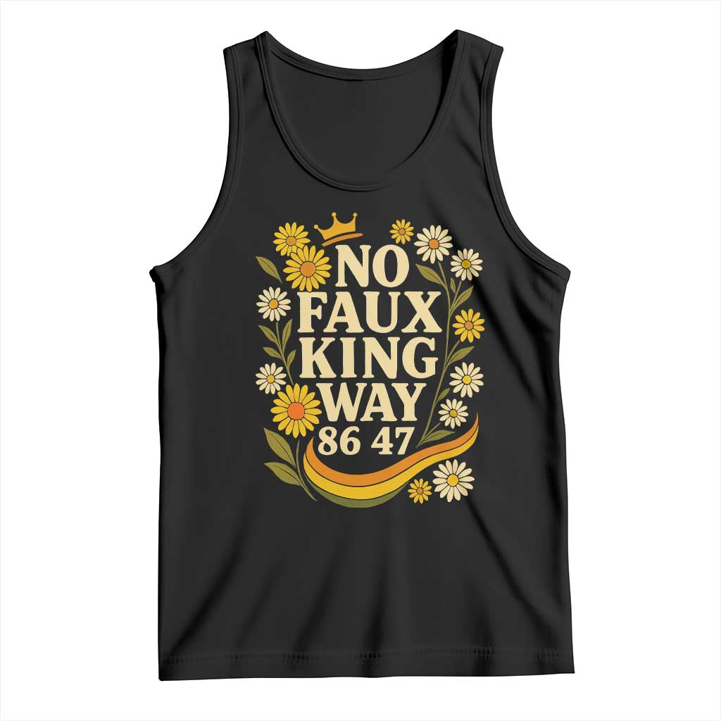 No Faux King Way 8647 Tank Top Subtle Resist 70s Retro Floral TS02 Black Print Your Wear