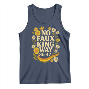 No Faux King Way 8647 Tank Top Subtle Resist 70s Retro Floral TS02 Navy Print Your Wear