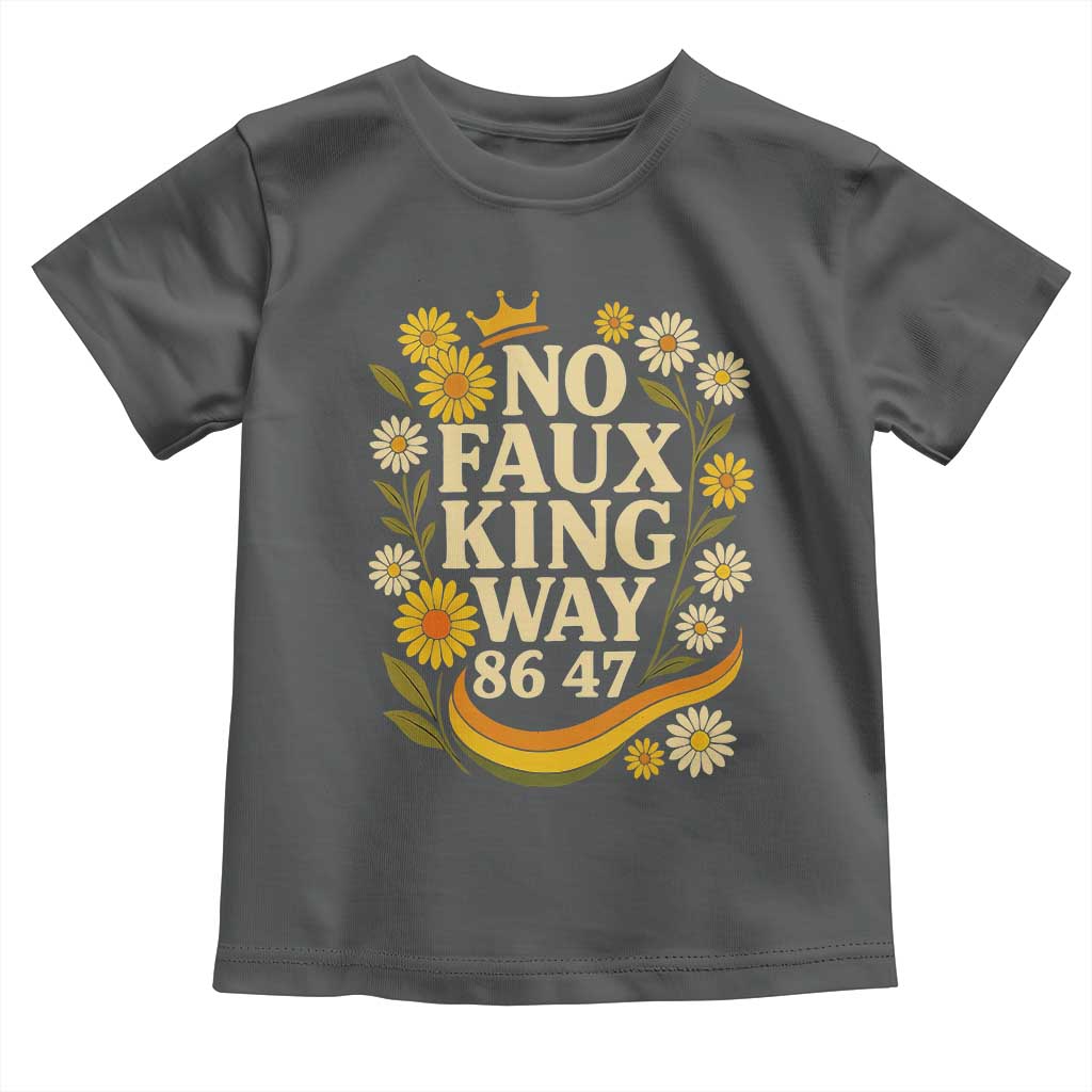 No Faux King Way 8647 Toddler T Shirt Subtle Resist 70s Retro Floral TS02 Dark Heather Print Your Wear