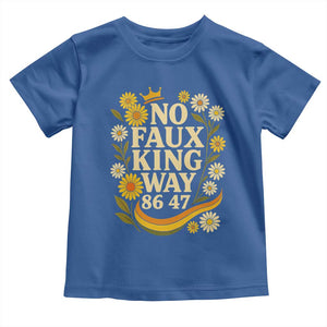 No Faux King Way 8647 Toddler T Shirt Subtle Resist 70s Retro Floral TS02 Royal Blue Print Your Wear
