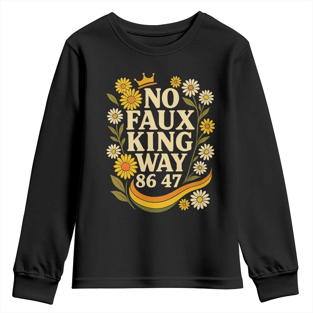No Faux King Way 8647 Youth Sweatshirt Subtle Resist 70s Retro Floral TS02 Black Print Your Wear