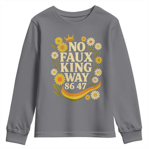 No Faux King Way 8647 Youth Sweatshirt Subtle Resist 70s Retro Floral TS02 Charcoal Print Your Wear