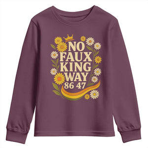 No Faux King Way 8647 Youth Sweatshirt Subtle Resist 70s Retro Floral TS02 Maroon Print Your Wear