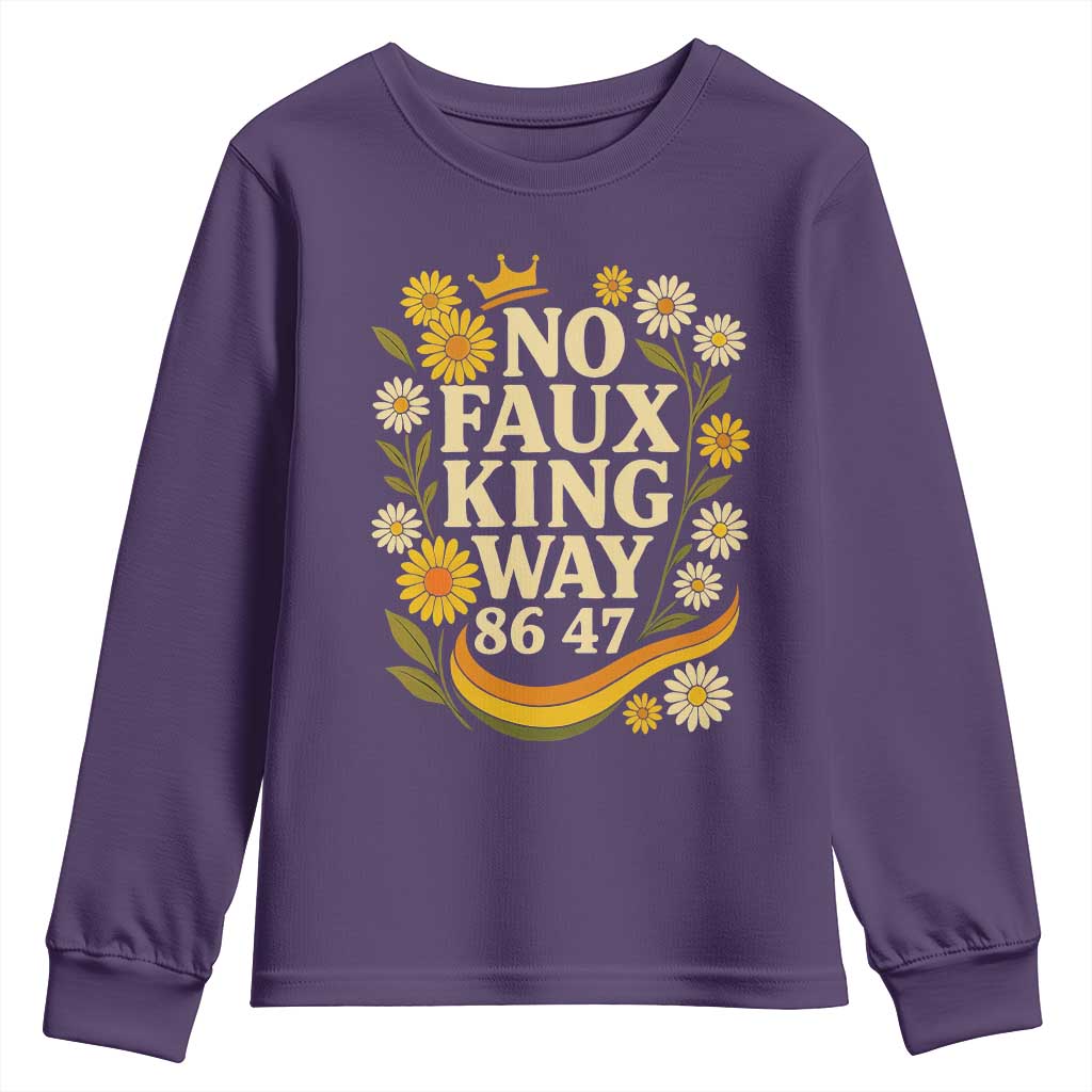 No Faux King Way 8647 Youth Sweatshirt Subtle Resist 70s Retro Floral TS02 Purple Print Your Wear