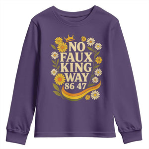 No Faux King Way 8647 Youth Sweatshirt Subtle Resist 70s Retro Floral TS02 Purple Print Your Wear