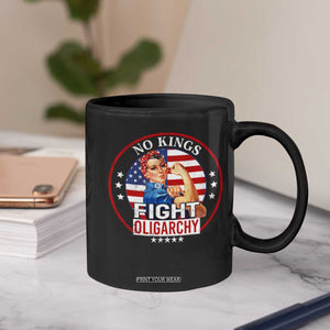 No Kings Fight Oligarchy Coffee Mug Woman's Girl Vintage America Flag TS11 Print Your Wear