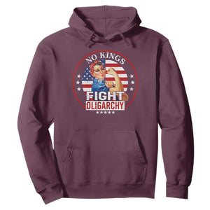 No Kings Fight Oligarchy Hoodie Woman's Girl Vintage America Flag TS11 Maroon Print Your Wear