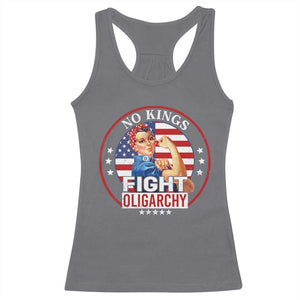 No Kings Fight Oligarchy Racerback Tank Top Woman's Girl Vintage America Flag TS11 Charcoal Print Your Wear