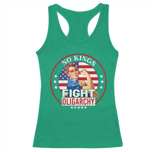 No Kings Fight Oligarchy Racerback Tank Top Woman's Girl Vintage America Flag TS11 Irish Green Print Your Wear