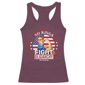 No Kings Fight Oligarchy Racerback Tank Top Woman's Girl Vintage America Flag TS11 Maroon Print Your Wear