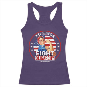No Kings Fight Oligarchy Racerback Tank Top Woman's Girl Vintage America Flag TS11 Purple Print Your Wear
