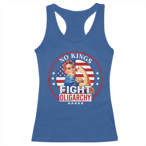No Kings Fight Oligarchy Racerback Tank Top Woman's Girl Vintage America Flag TS11 Royal Blue Print Your Wear