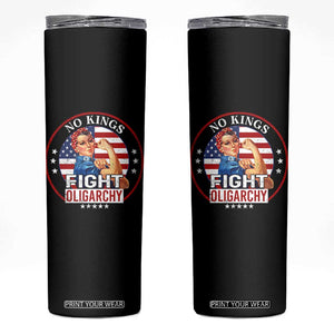 No Kings Fight Oligarchy Skinny Tumbler Woman's Girl Vintage America Flag TS11 Black Print Your Wear