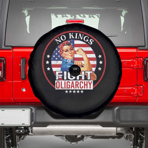 No Kings Fight Oligarchy Spare Tire Cover Woman's Girl Vintage America Flag TS11 Black Print Your Wear