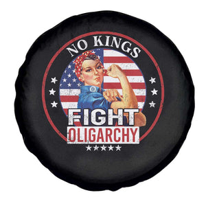 No Kings Fight Oligarchy Spare Tire Cover Woman's Girl Vintage America Flag TS11 Print Your Wear